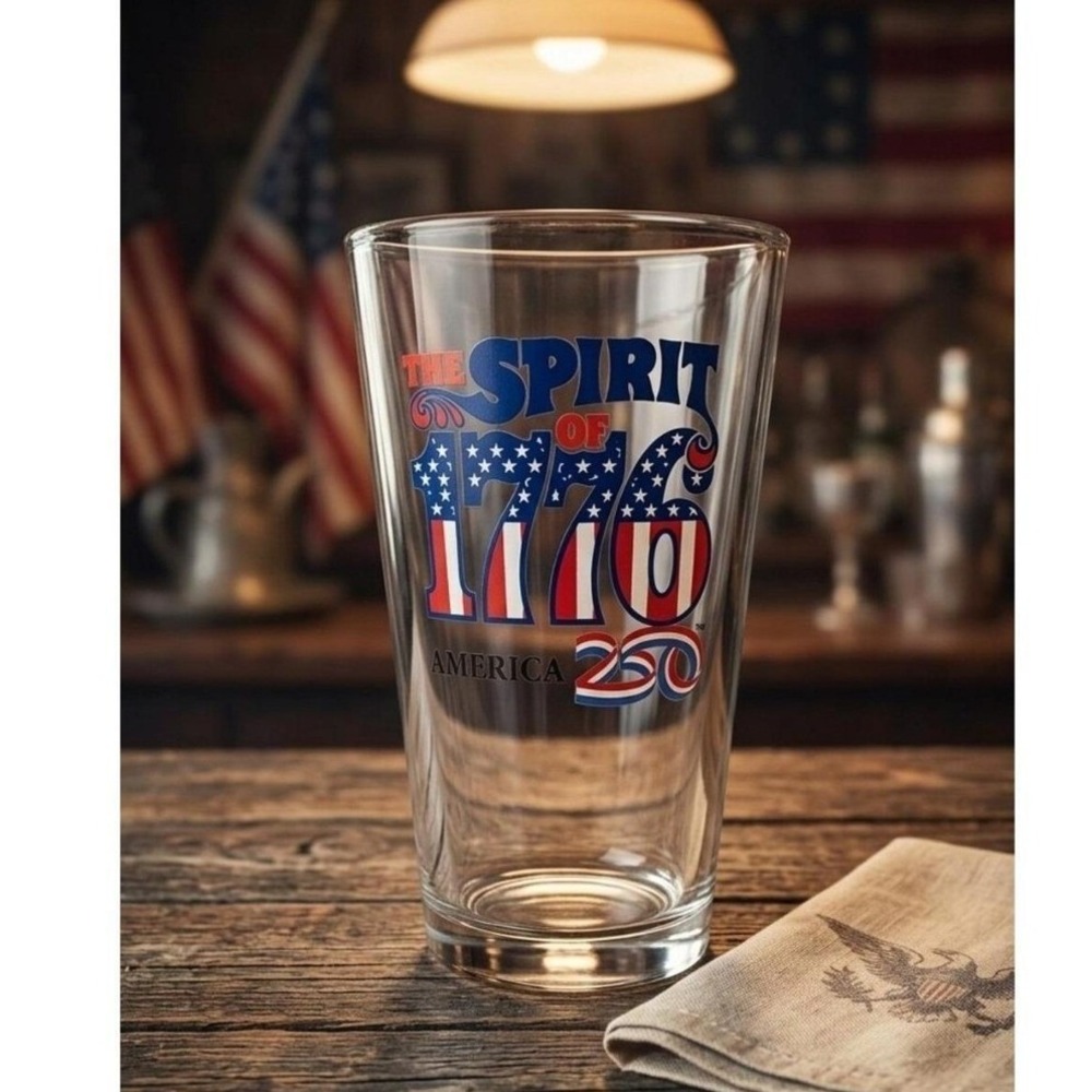 Spirit of 1776 America 250 Patriotic Commemorative Pint Glass Clear